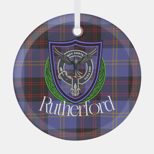 Rutherford Scottish Clan Tartan & Crest ガラスオーナメント (正面)