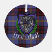 Rutherford Scottish Clan Tartan & Crest ガラスオーナメント (裏面)