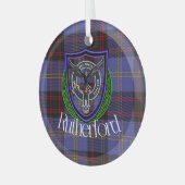 Rutherford Scottish Clan Tartan & Crest ガラスオーナメント (正面左)