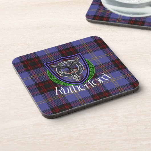 Rutherford Scottish Clan Tartan & Crest コースター (左側)