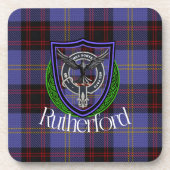 Rutherford Scottish Clan Tartan & Crest コースター (正面)
