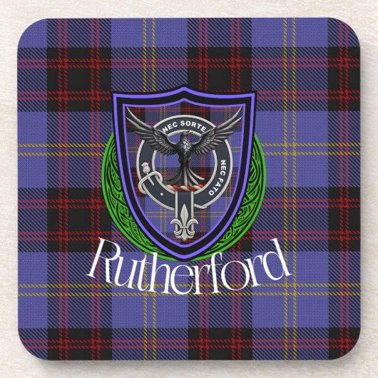Rutherford Scottish Clan Tartan & Crest コースター (正面)