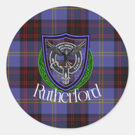 Rutherford Scottish Clan Tartan & Crest ラウンドシール