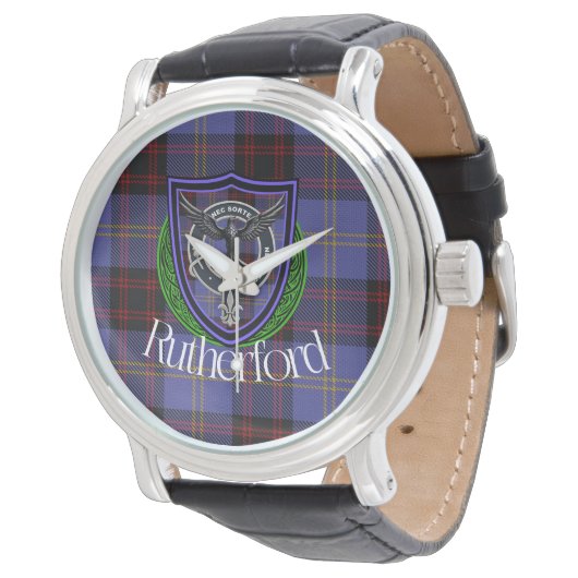 Rutherford Scottish Clan Tartan & Crest 腕時計 (アングル)