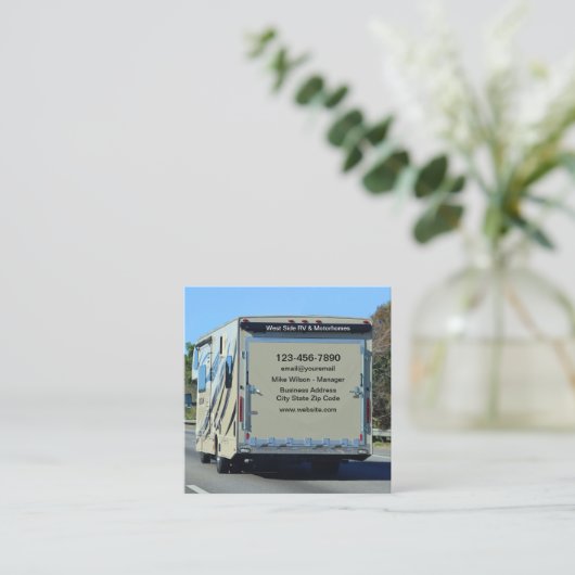 RVおよびオートモーティブ販売サービス名刺 スクエア名刺 (スタンド正面)