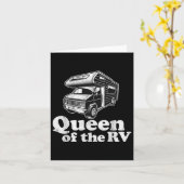 RVの女王 楽しいキャンプ レトロなキャンピングカー 女性 カード (黄色い花)
