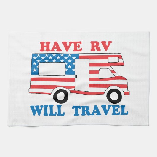 RVを走行しますアメリカ持って下さい キッチンタオル (横)
