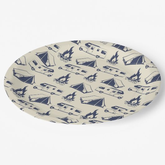 RVキャンパーテントキャンプファイアパターン ペーパープレート (アングル)