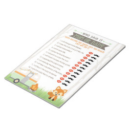 RVキャンパー推測誰が赤ちゃんシャワーのゲームパックを言った ノートパッド