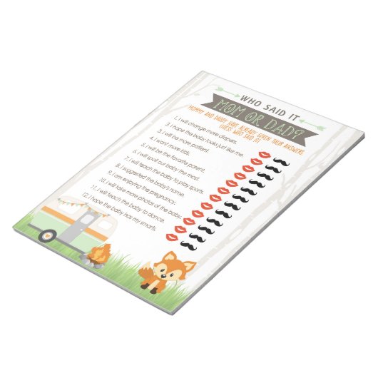 RVキャンパー推測誰が赤ちゃんシャワーのゲームパックを言った ノートパッド (アングル)