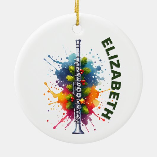 RVキャンピングアンドキャンプファイア名前をカスタムする セラミックオーナメント (裏面)