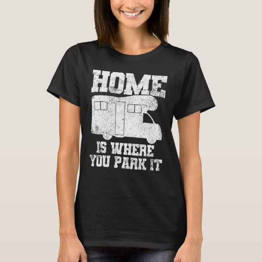 Rvキャンピングキャンパーモーターホームキャラバントレーラー Tシャツ (正面)