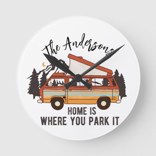 RVキャンピングテントトレーラーホームキャンピングテントトレーラーホームあなたがそれを駐車する ラウンド壁時計 (正面)