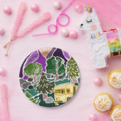 RVキャンピングマウンテンサンシーン ペーパープレート (パーティー)