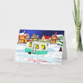 RVクリスマスカードと小型トレーラー付きホリデーカード シーズンカード (正面)