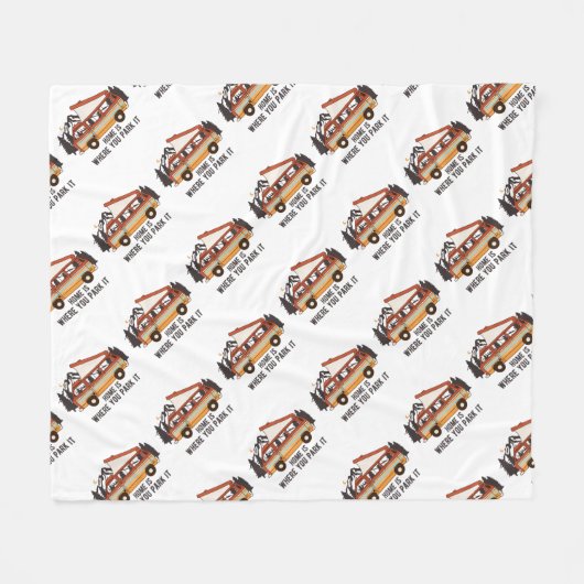 RVテントトレーラー「ホームは駐車場所」 フリースブランケット (正面(横))