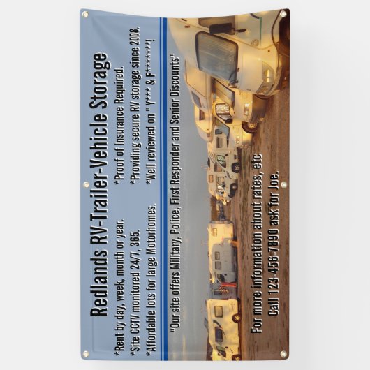 RVトレーラカスタマイズー車両格納ロット 横断幕 (縦)