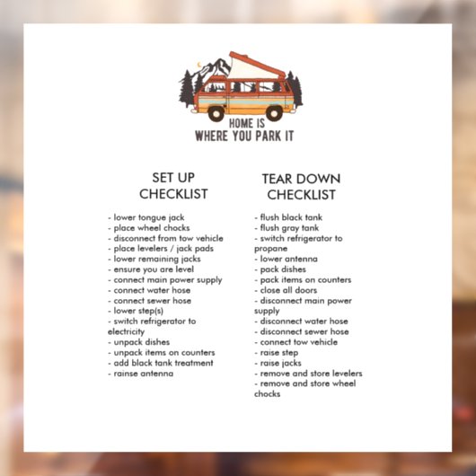 RVトレーラー編集可能なセットアップとティアダウンチェックリスト ウィンドウサイン (シート2)