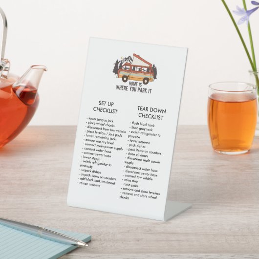 RVトレーラー編集可能なセットアップとティアダウンチェックリスト 台座サイン (インサイチュ)
