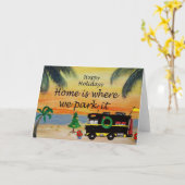 RVホリデークリスマスキャンパービーチサンセットカード カード (黄色い花)