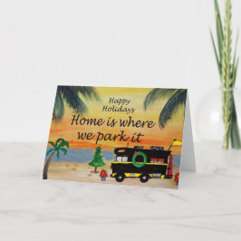 RVホリデークリスマスキャンパービーチサンセットカード カード