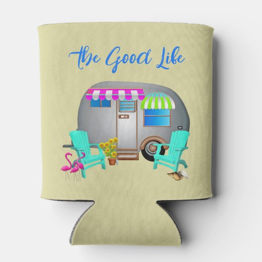 RVライフシルバートラベルトレーラパーソナライズされた 缶クーラー (裏面)