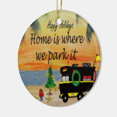 RVレトロキャンパーでビーチクリスマスオーナメント セラミックオーナメント (左)