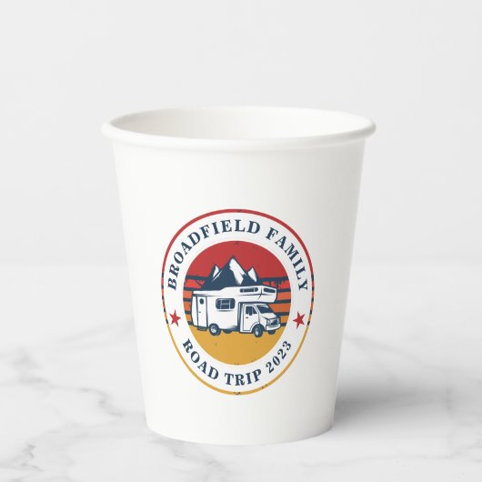 RVロードトリップパパマッチングファミリーサマーバケーション 紙コップ (正面)