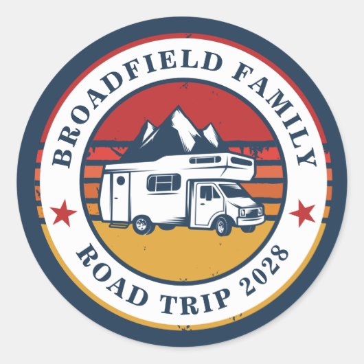 RVロードトリップママ一致する家族の休暇 ラウンドシール (正面)