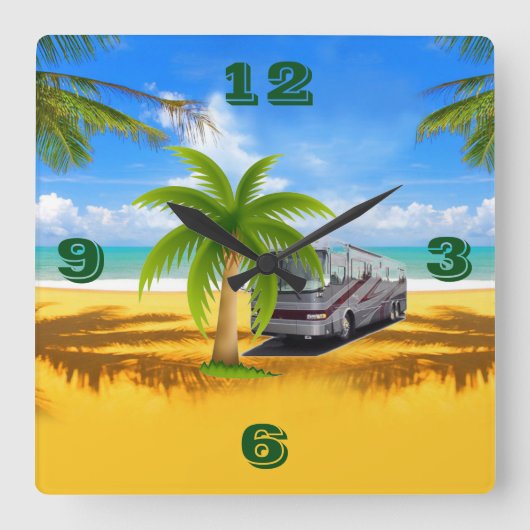 RV時間Tic目次時計 スクエア壁時計 (正面)