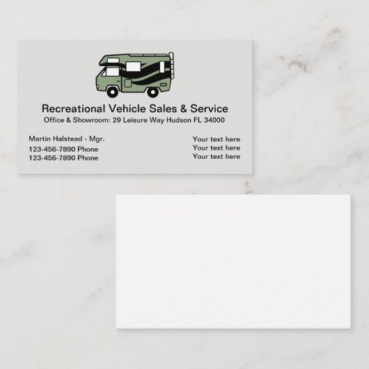 RV車およびMotorhomes 名刺 (正面/裏面)