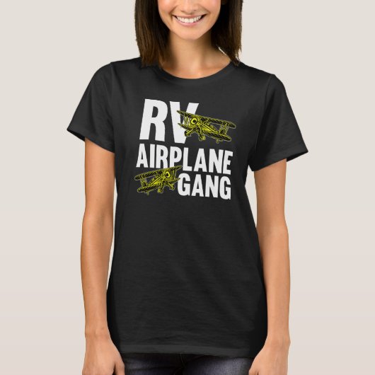 RV飛行機集団パイロット飛んでいる電池飛行機 Tシャツ (正面)