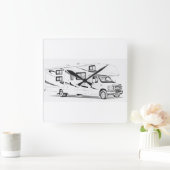 "RV"のデザインの柱時計 スクエア壁時計 (ホーム)