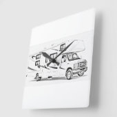 "RV"のデザインの柱時計 スクエア壁時計 (傾斜)