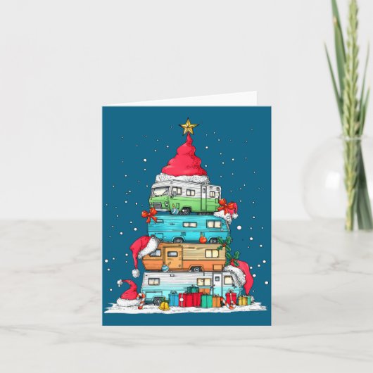 Rv Camng Camper Travel Vacation Christmas Tree Xma カード (正面)