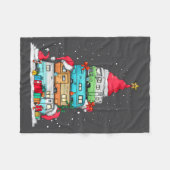 Rv Camng Camper Travel Vacation Christmas Tree Xma フリースブランケット (正面(横))