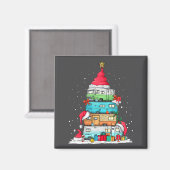Rv Camng Camper Travel Vacation Christmas Tree Xma マグネット (正面/裏面)
