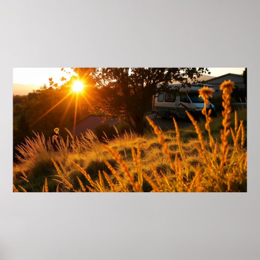 RV in a field ポスター (正面)