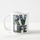 RV Life Adventure Camper Road Trip Typography コーヒーマグカップ (左)