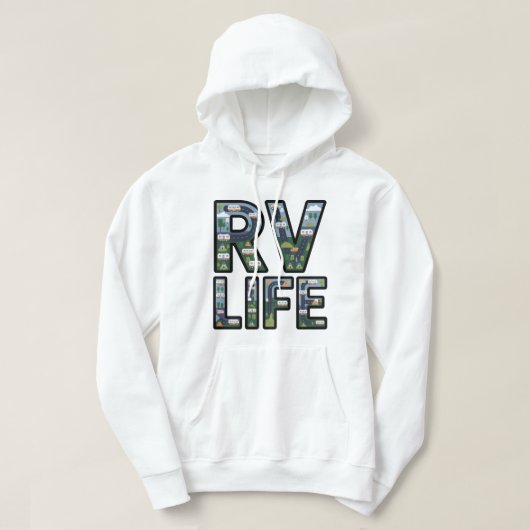 RV Life Adventure Camper Road Trip Typography パーカ (デザイン正面)