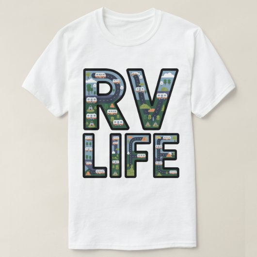 RV Life Adventure Camper Road Trip Typography Tシャツ (デザイン正面)