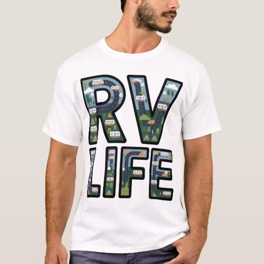 RV Life Adventure Camper Road Trip Typography Tシャツ (正面)