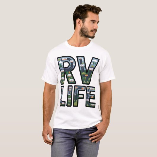RV Life Adventure Camper Road Trip Typography Tシャツ (正面フル)