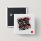 RVEは次のように言書う：「本」の四角いピン 缶バッジ (正面&裏面)