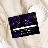 RVSPダークパープル水彩魔法の金ゴールド結婚ズ 出欠カード