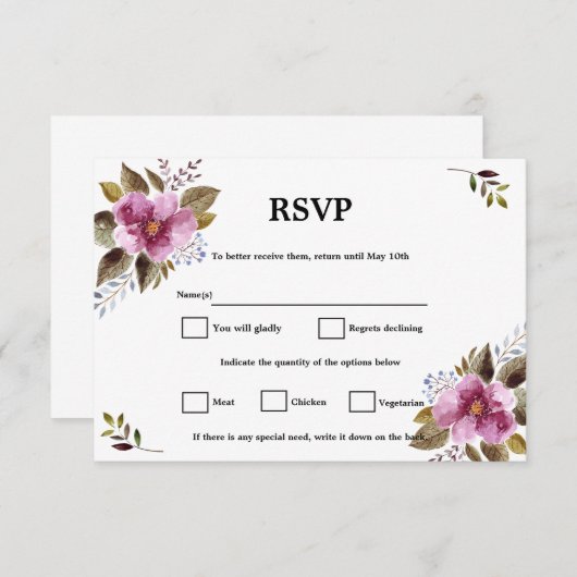 RVSP 出欠カード (正面/裏面)