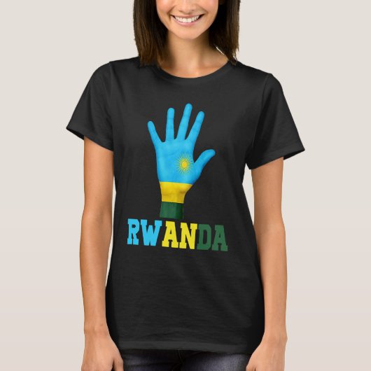 RWANDA Hand Up Flag  I Love RWANDA Travel Tシャツ (正面)