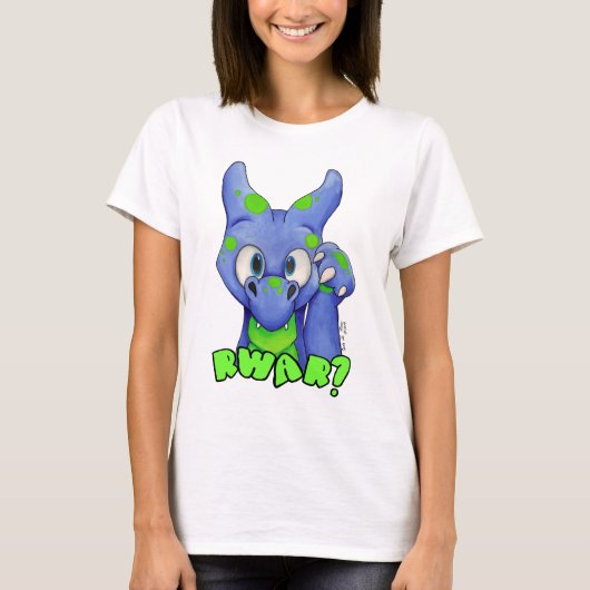 RWARか。 (青)とどろくかわいいベビーのドラゴン Tシャツ (正面)