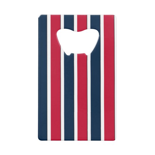 RWBベースボールコーストライプドボトル1カード式オープナー クレジットカード栓抜き (正面)