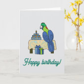 Rwenzori turaco Birthday  カード (黄色い花)